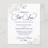 Papier Just Love Navy Blue QR Code BUDGET Mariage Inviter (Devant)