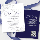 Papier Just Love Navy Blue QR Code BUDGET Mariage Inviter