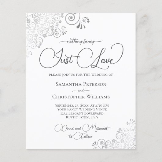 Papier Just Love Silver QR Code BUDGET Mariage Inviter (Devant)