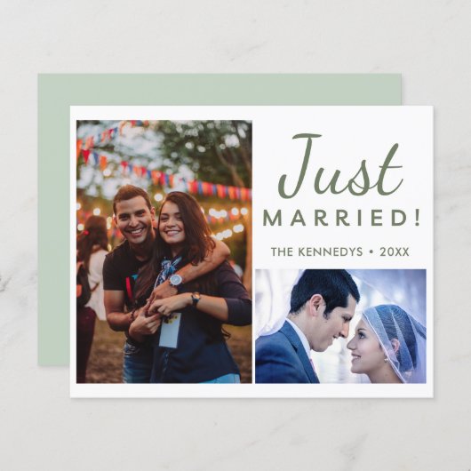 Papier Juste marié 2 photo Faire-part Mariage vert (Devant / Derrière)