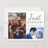 Papier Juste marié 2 photo Faire-part Mariage vert (Devant)