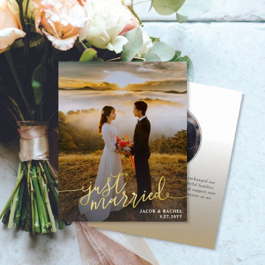 Papier Juste marié Gold Type Photo Mariage