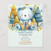 Papier Kawaii WILD ONE 1er anniversaire Boys BEAR Woodlan (Devant)