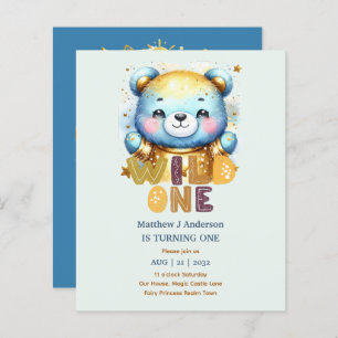 Papier Kawaii WILD ONE 1er anniversaire Boys BEAR Woodlan