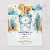 Papier Kawaii WILD ONE 1er anniversaire Boys BEAR Woodlan (Devant)