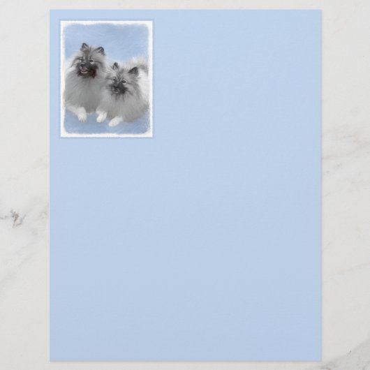 Papier Keeshond Paire de Kees Peinture Art animal origina (Devant)