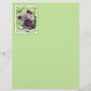 Papier Keeshond Puppy in the Garden Peinture Art original