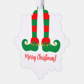 Papier Kerst foto ornament met jolly elfvoeten (Links)