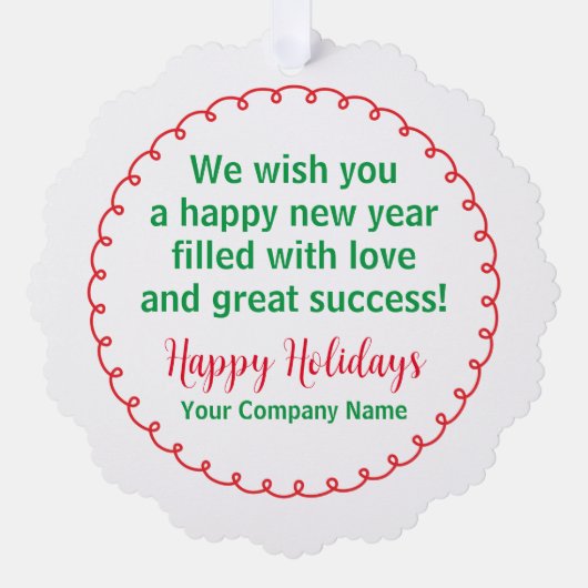 Papier Kerst Ornament Vakantie Kaart voor Bedrijve (Voorkant)