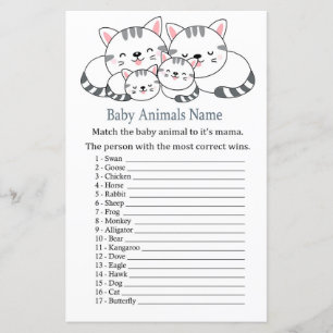 Papier Kittens Bébé Animaux Nom Jeu