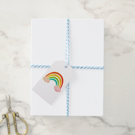 papier knippen regenboog en wolken cadeaulabel (Met Touw)