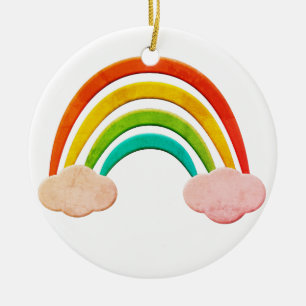 papier knippen regenboog en wolken keramisch ornament