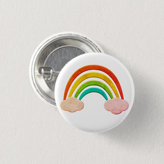 papier knippen regenboog en wolken ronde button 3,2 cm (Voorkant /achterkant)