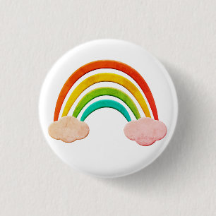 papier knippen regenboog en wolken ronde button 3,2 cm