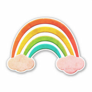  papier knippen regenboog en wolken sticker