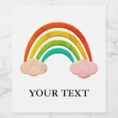 papier knippen regenboog en wolken wijn etiket (Enkel label)