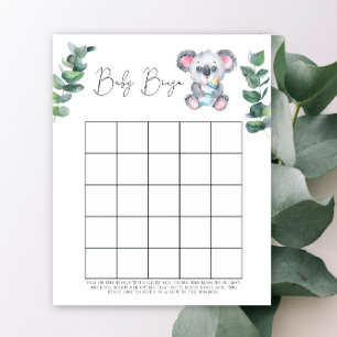 Papier Koala Bear Baby shower jeu de bingo