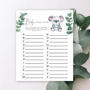 Papier Koala Bear - Jeu de course de noms de bébé
