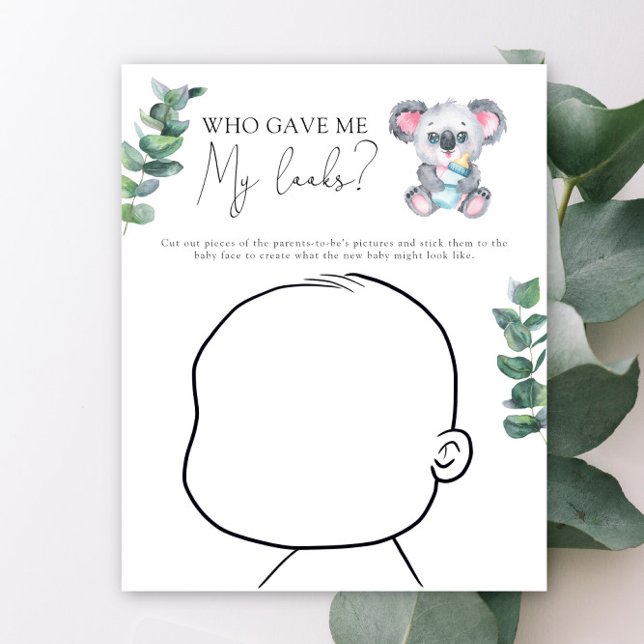 Papier Koala ours baby shower Baby jeu visage (Créateur téléchargé)
