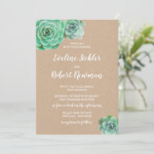 Papier Kraft avec Faire-part de mariage Succulente (Debout devant)