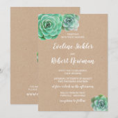 Papier Kraft avec Faire-part de mariage Succulente (Devant / Derrière)