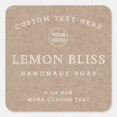 Papier Kraft blanc texte carré produit étiquettes (Devant)