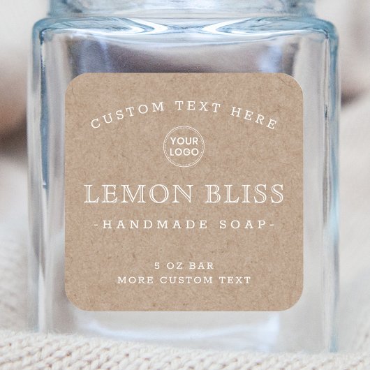 Papier Kraft blanc texte carré produit étiquettes