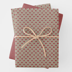 Papier Kraft Brun et Rouge Faux Avec Motifs Multip