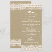 Papier Kraft Brun & Menu en Dentelle Blanche Rusti (Devant / Derrière)