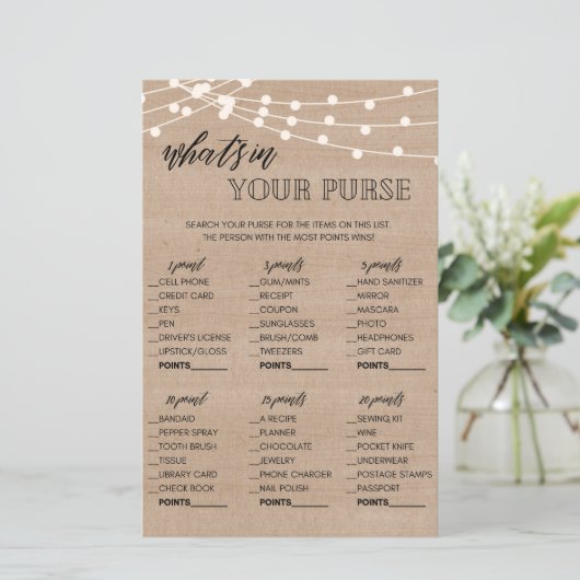 Papier Kraft ce qu'il y a dans votre sac de douche nuptia (Debout devant)