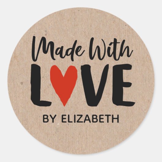 Papier Kraft Fabriqué Avec Sticker Coeur Amour (Devant)