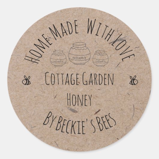 Papier Kraft | Honey Jar Étiquette (Devant)