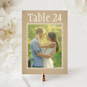 Papier Kraft Rustique Numéro de Table de Mariage P
