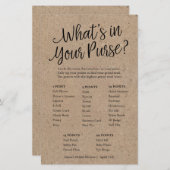 Papier Kraft What's in Your Purse Fête des mariées Game C (Devant / Derrière)