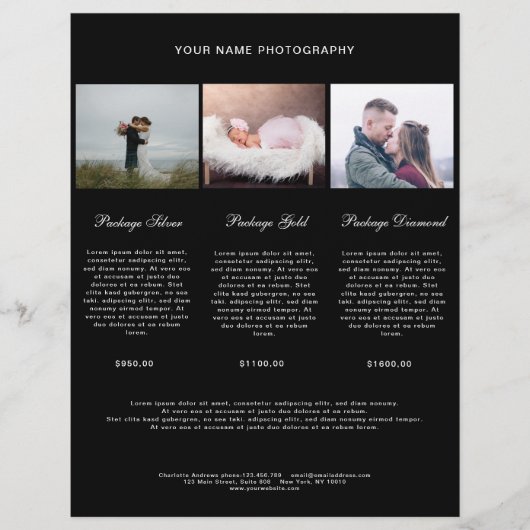 Papier Kundenspezifisch Modern Simpel Foto Preisliste (Devant)