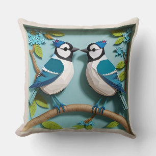 🕊️ Papier Kunst Blauwe Gaai Vogel Liefhebber Cade Kussen