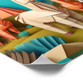 Papier Kunst Origami Alpaca's Scene 3D Poster (Hoek)