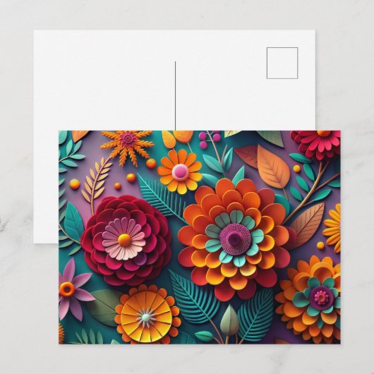 Papier kunstbloemen briefkaart (Voorkant / Achterkant)