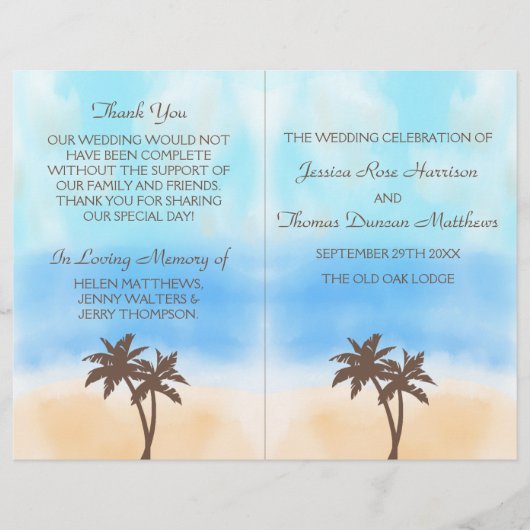 Papier La collection de mariages Watercolor Beach (Devant)