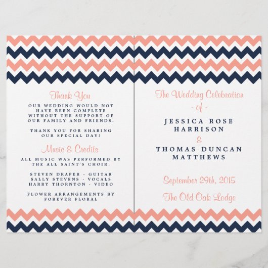 Papier La collection Mariage moderne Chevron - Rose & Nav (Devant)
