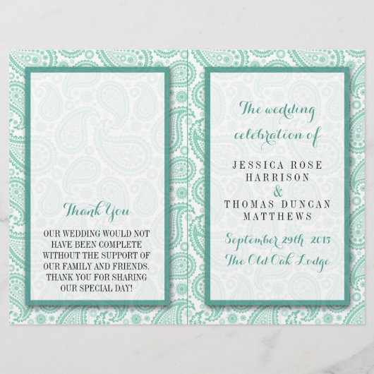 Papier La collection Mariage moderne Paisley - Vert (Devant)