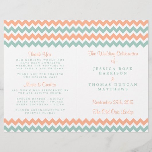 Papier La collection moderne de Mariages Chevron Peach & (Devant)