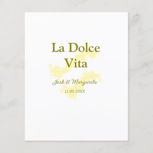 Papier La Dolce Vita jaune mariage couple Nom date glit