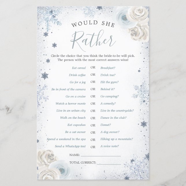 Papier La Fête des mariées de flocon de neige d'hiver lui (Devant)