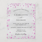 Papier La fuchsia argent coeur budget faire-part de maria (Devant)