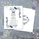 Papier La Marine Accueille À 50 Ans D'Invitation<br><div class="desc">Cette élégante invitation du 50e anniversaire de mariage bleu marine peut être personnalisée avec vos informations dans la typographie moderne. Conçu par Thisisnotme©</div>