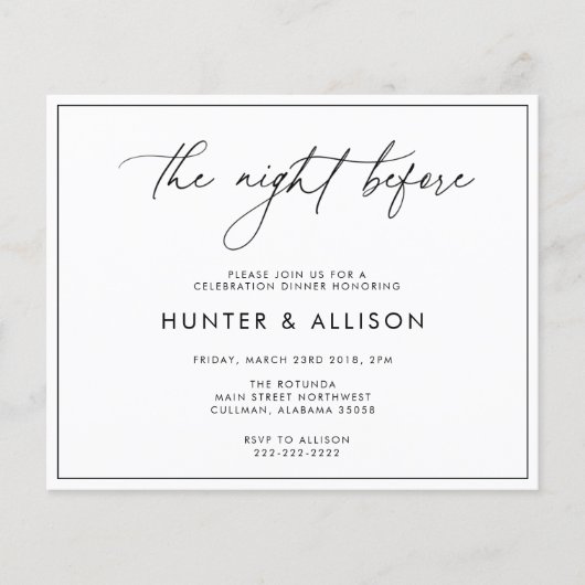 Papier La Nuit Avant L'Invitation (Devant)