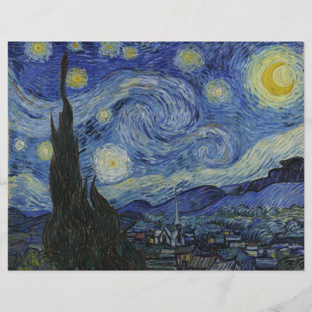 Papier La nuit étoilée 1889 Vincent van Gogh (Devant)
