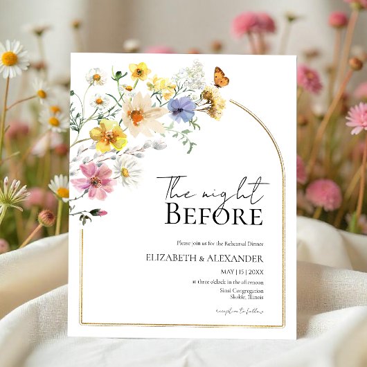 Papier La nuit précédente | Dîner de répétition Invitatio