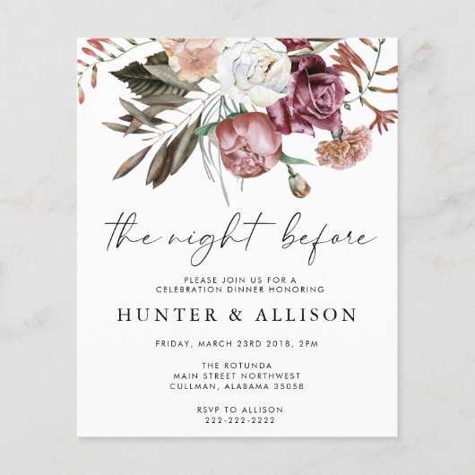 Papier La nuit précédente | Invitation (Devant)